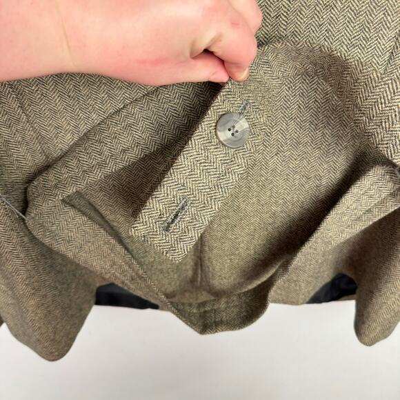 Kate Hill Wool Blend Herringbone Lightweight Blazer Faux Fur Collar Jacket 14W - Picture 12 of 14